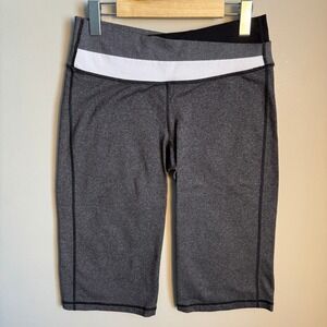 Lululemon Charcoal Gray Heathered Cropped Leggings Yoga Pants Crossover Waist 8
